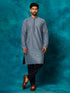 SHRESTHA BY VASTRAMAY Men's Grey Cotton Schiflli Kurta Pant Set